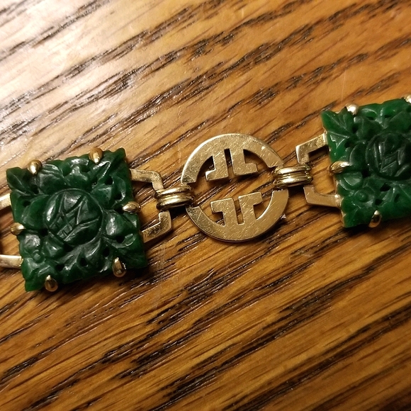 Vintage jade and gold bracelet - Picture 4 of 5